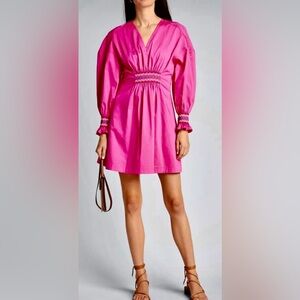 Derek Lam 10 Crosby “Katrina” Smocked Dress NWT SZ 2 XS 31”Bust, 24”Waists